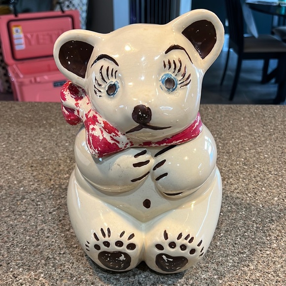 Vintage 1950s american bisque bear cookie jar - Picture 1 of 5